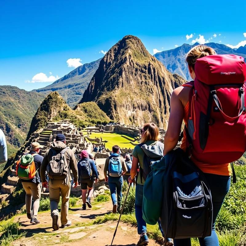 Excursionistas caminando por el Camino Inca a Machu Picchu