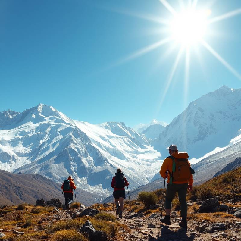 Foto de excursionistas en la Cordillera Blanca, Perú durante una excursión
